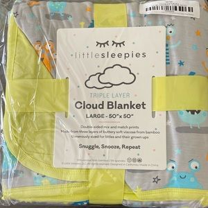 Little sleepies gray monster mayhem cloud blanket